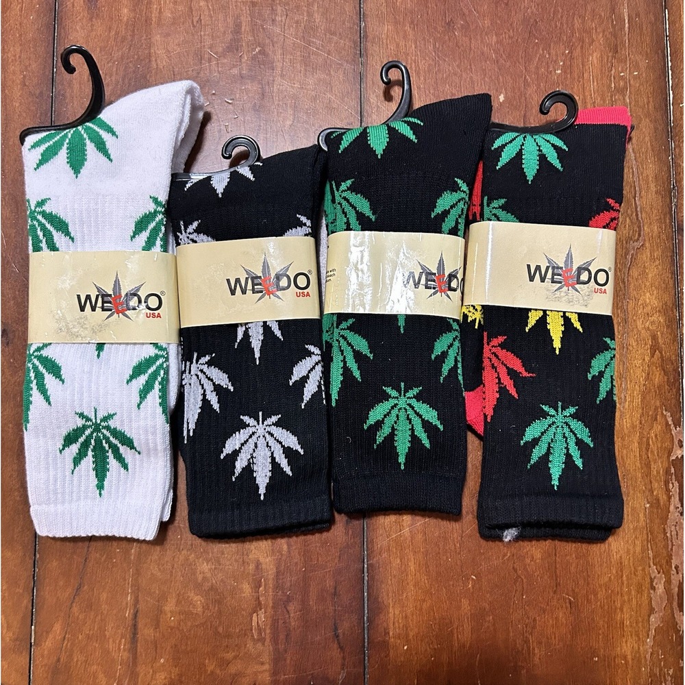 WEEDO Marijuana Weed Leaf Stoner Socks Variety Lot One Size Crew High Quality